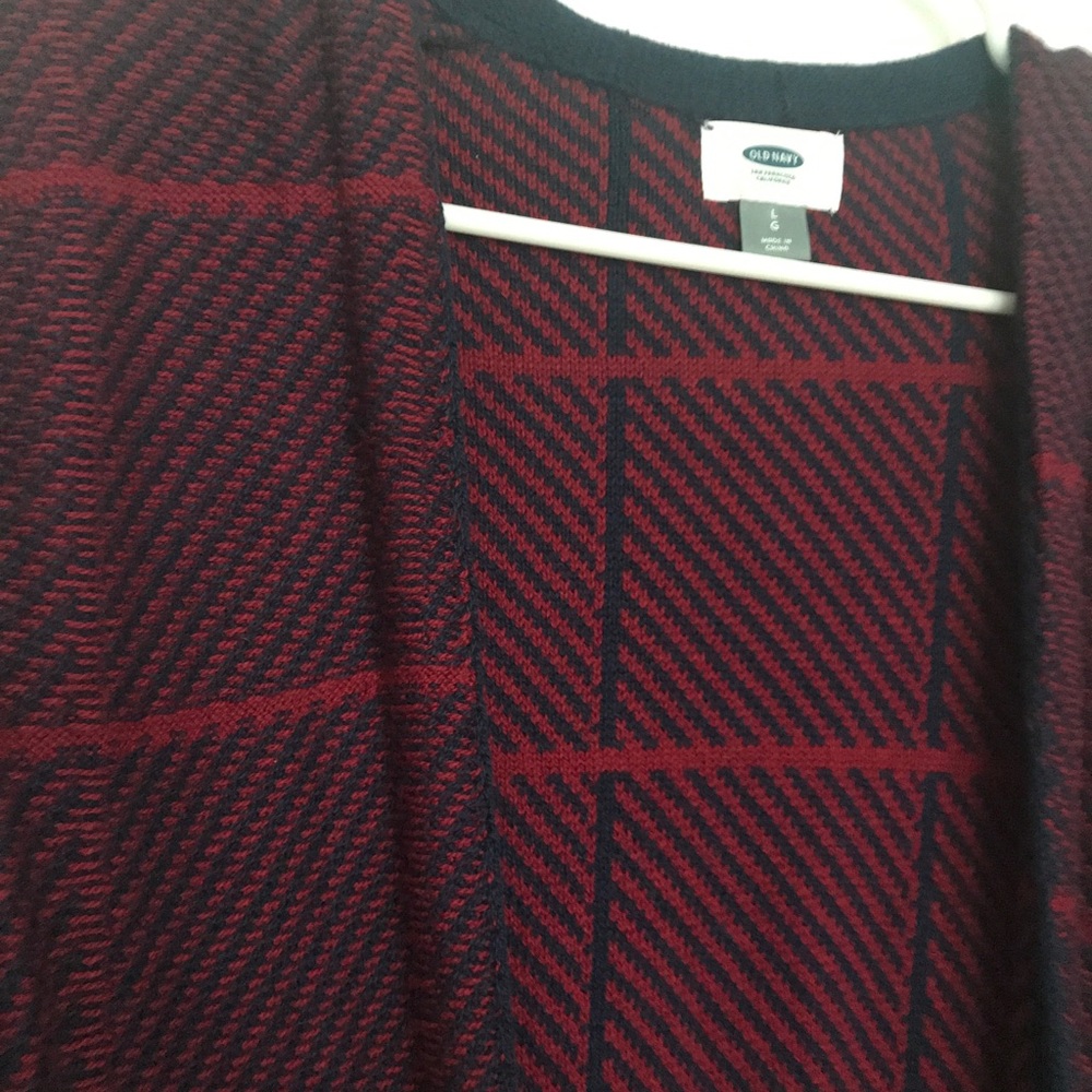 Burgundy and blue heavy weight long cardigan